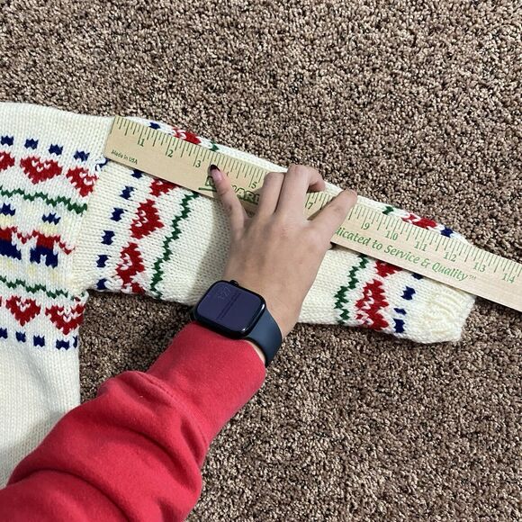 VTG Handmade Knit Toy Soldier Sweater Youth Size Small Unisex Crewneck Holiday - Picture 8 of 8